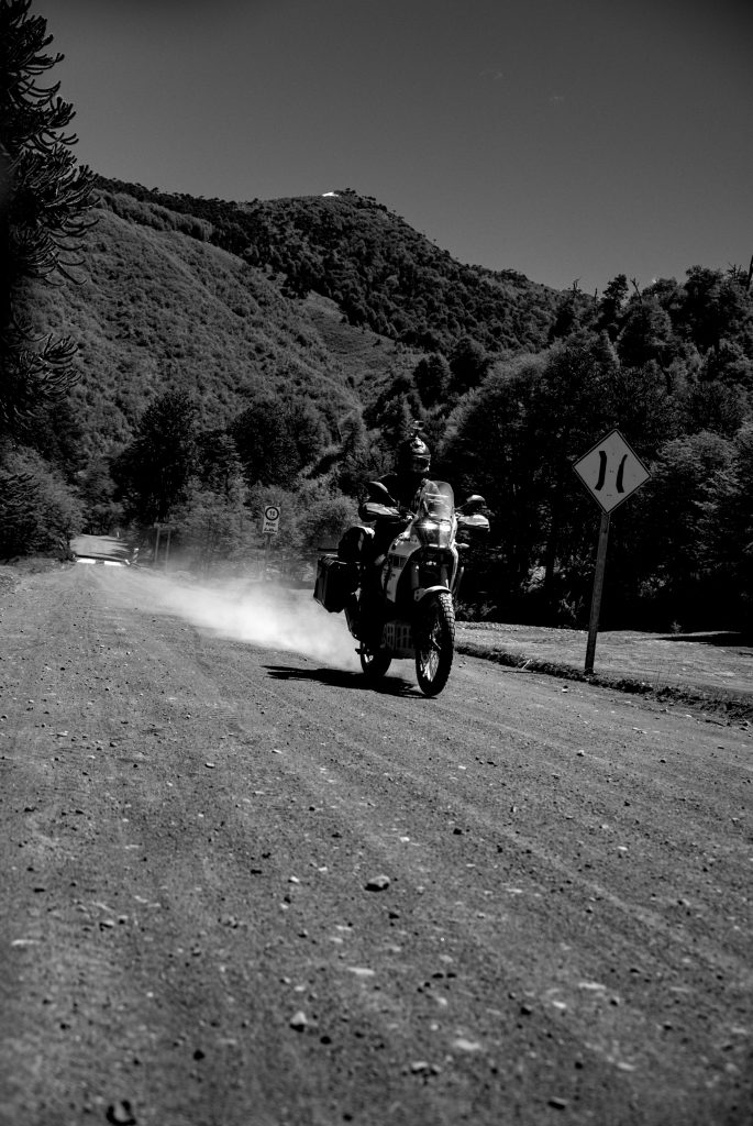 action shot of stefan on a gravel road